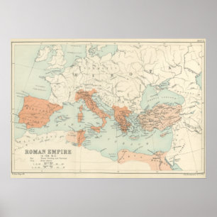 Poster Carte vintage 1895 d'empire romain