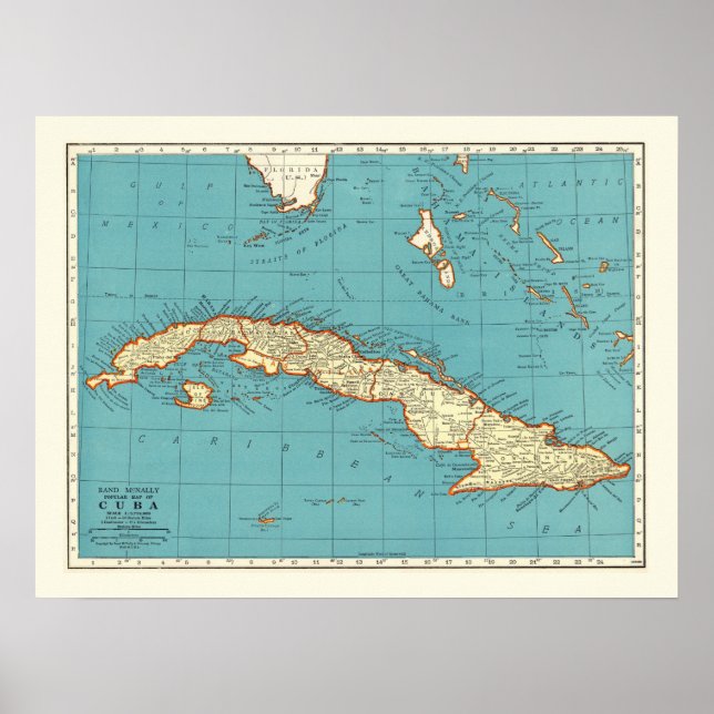 Poster Carte vintage 18x24 de Cuba (Devant)