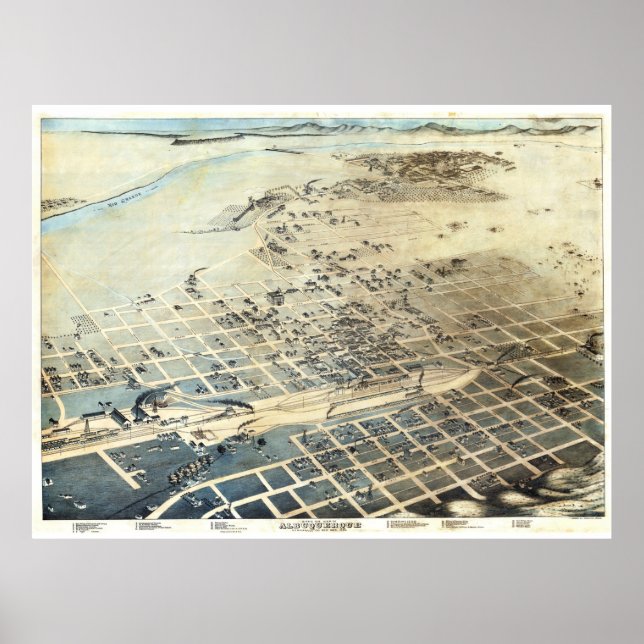 Poster Carte vintage Albuquerque NM (1886) (Devant)
