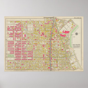 Poster Carte vintage Brooklyn   George Washington Bromley