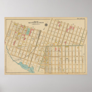 Poster Carte vintage Brooklyn   George Washington Bromley