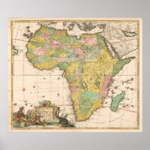 Carte Vintage Colorée De L'Afrique, 1690