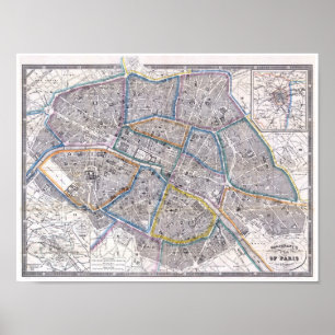 Poster Carte vintage d'affiche de Paris Galignani