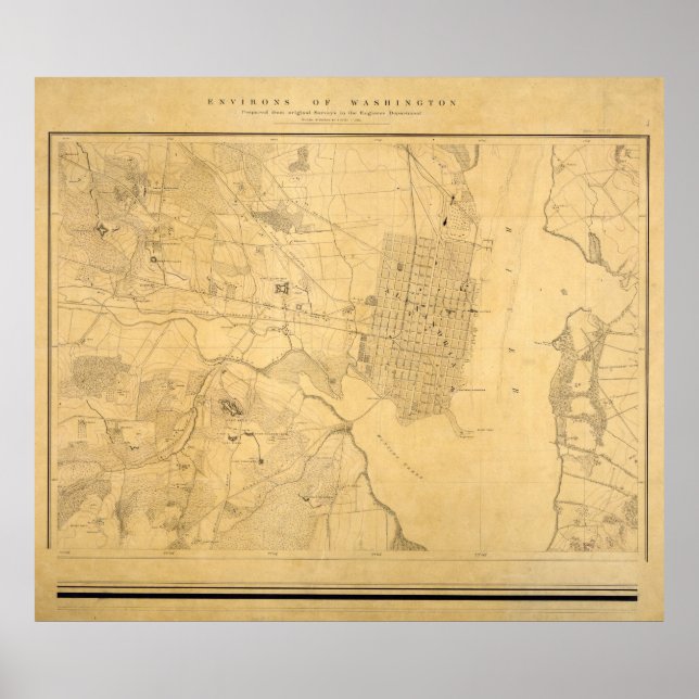 Poster Carte vintage d'Alexandria VA (1864) (Devant)