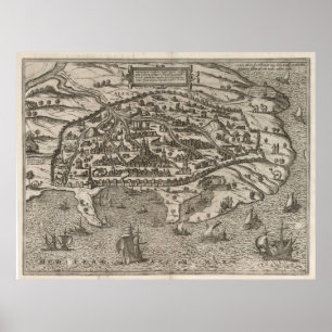 Poster Carte vintage d'Alexandrie Egypte (1575)