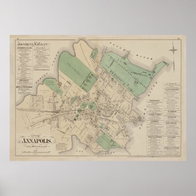 Poster Carte vintage d'Annapolis MD (1878) (Devant)