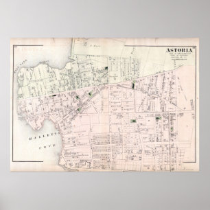 Poster Carte vintage d'Astoria NY (1873)