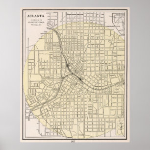 Poster Carte vintage d'Atlanta la Géorgie (1901)