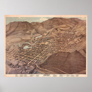 Poster Carte vintage de Aspen CO (1893)