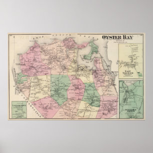 Poster Carte vintage de baie New York (1873) d'huître