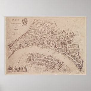 Poster Carte vintage de Bâle Suisse (1873)