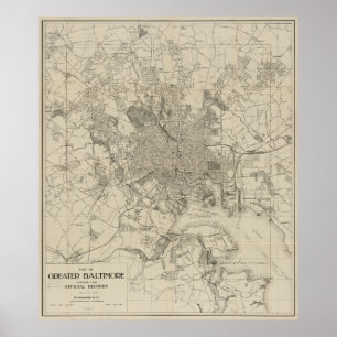 Poster Carte vintage de Baltimore MD (1919)