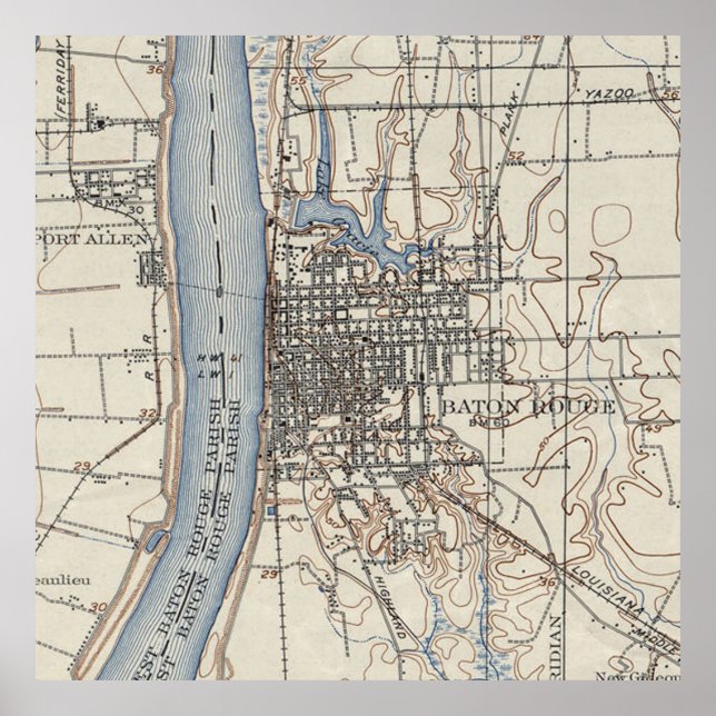 Poster Carte vintage de Baton Rouge Louisiane (1906) (Devant)