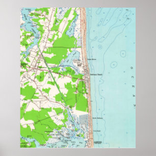 Poster Carte vintage de Bethany Beach Delaware (1954)
