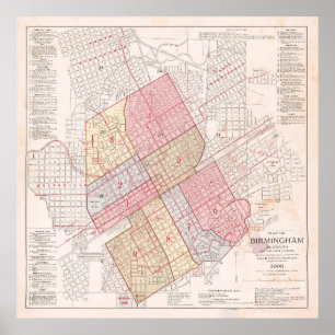 Poster Carte vintage de Birmingham AL (1903)