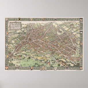 Poster Carte vintage de Birmingham Angleterre (1923)