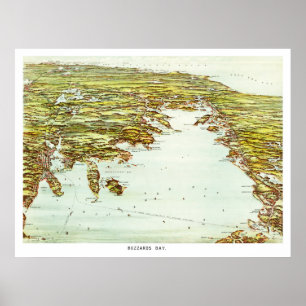Poster Carte vintage de Buzzards Bay, Massachusetts