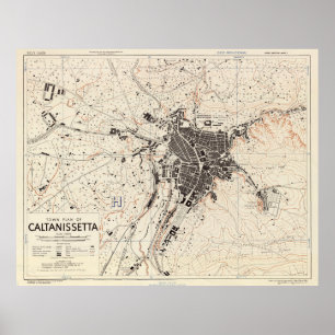 Poster Carte vintage de Caltanissetta Italie (1943)