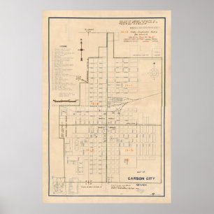 Poster Carte vintage de Carson City NV (1940)