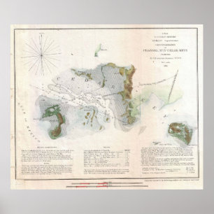 Poster Carte vintage de Cèdre Key Florida (1852)