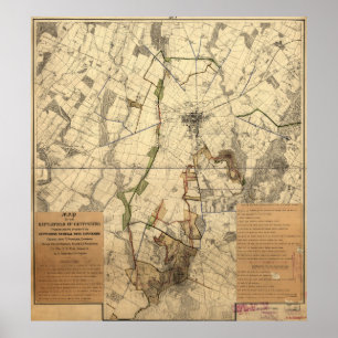 Poster Carte vintage de champ de bataille de Gettysburg