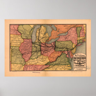 Poster Carte vintage de chemin de fer de vallée de la