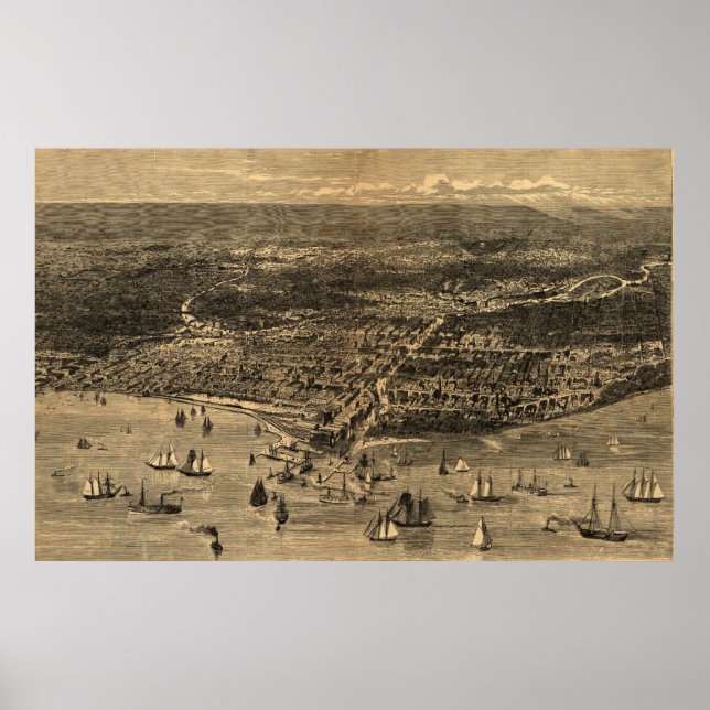 Poster Carte vintage de Chicago (1871) (Devant)