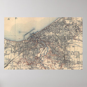 Poster Carte vintage de Cleveland (1904)