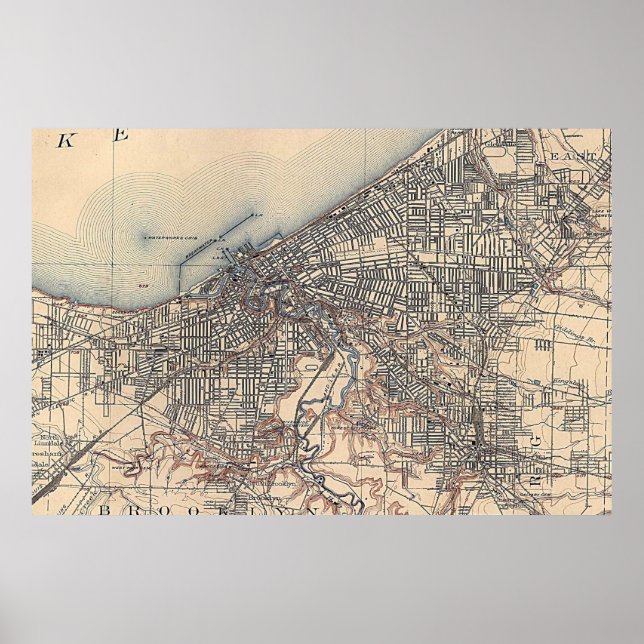 Poster Carte vintage de Cleveland (1904) (Devant)