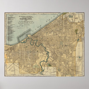 Poster Carte vintage de Cleveland OH (1894)