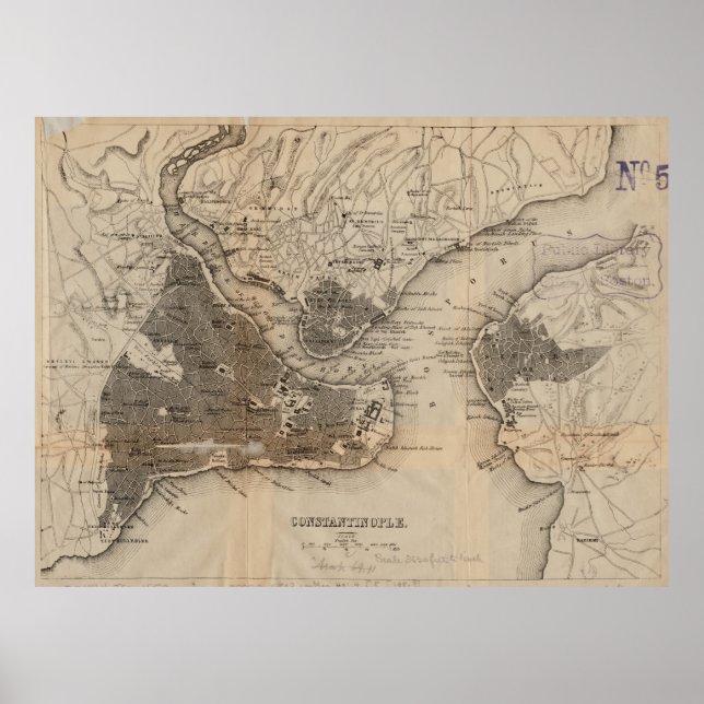 Poster Carte vintage de Constantinople (1859) (Devant)