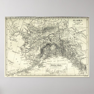 Poster Carte vintage de copie de l'Alaska
