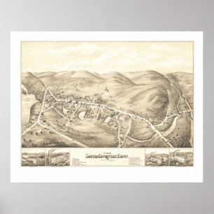 Poster Carte vintage de Coventry du sud, CT à partir de