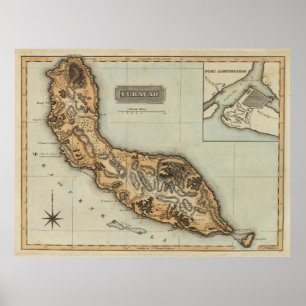 Poster Carte vintage de Curacao (1823)