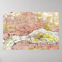 Carte vintage de Davenport Iowa (1953)