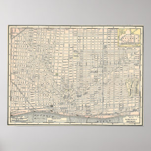 Poster Carte vintage de Détroit (1895)