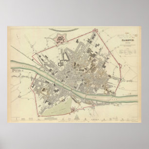Poster Carte Vintage de Florence Italie (1835)