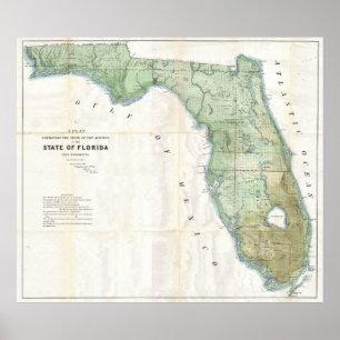 Poster Carte vintage de Floride (1853)