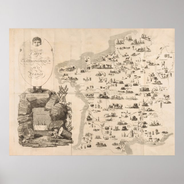 Poster Carte vintage de France (1809) (Devant)