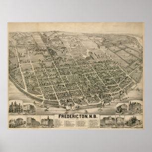 Poster Carte vintage de Fredericton Nouveau-Brunswick (18