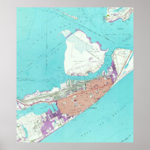 Poster Carte vintage de Galveston le Texas (1954)