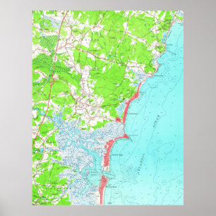 Poster Carte vintage de Hampton Beach New Hampshire (1957