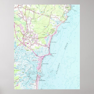 Poster Carte vintage de Hampton Beach NH (1957)