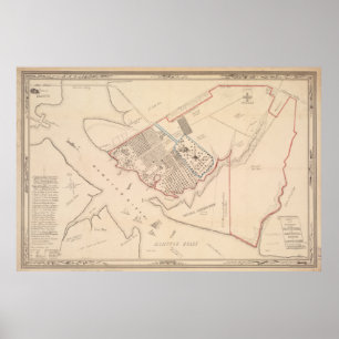 Poster Carte vintage de Hampton la Virginie (1867)