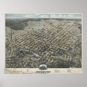 Poster Carte vintage de Houston Texas (1873)