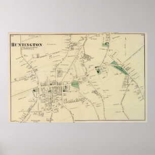 Poster Carte vintage de Huntington NY (1873)