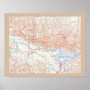 Poster Carte vintage de Jackson Hole & Grand Tetons