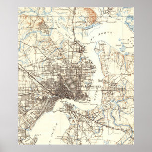 Poster Carte vintage de Jacksonville la Floride (1918)