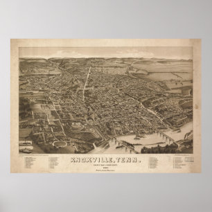 Poster Carte vintage de Knoxville (1886)