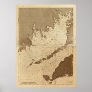Poster Carte vintage de la baie Buzzards (1776)